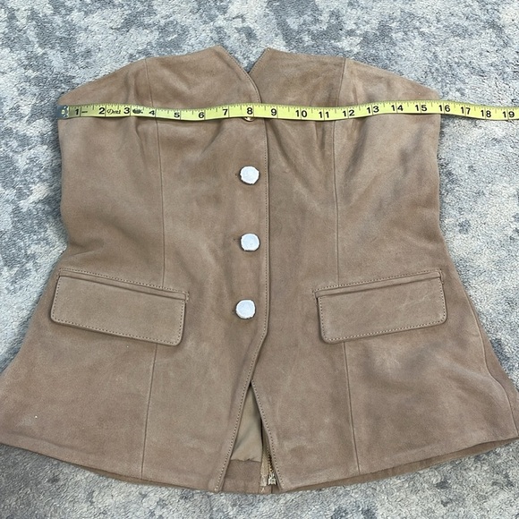 NWT Cami NYC Zamora Suede Leather Corset Vest Incense Tan Sz 8 - Picture 10 of 16